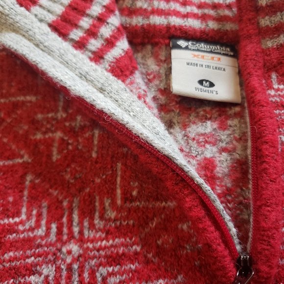 Columbia red Sweater, size M, 1/4 zip, wool blend - Picture 3 of 3